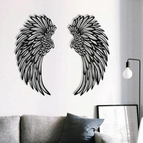 1pair 45cm Double Sided Black Engraved Metal Angel Wings Wall Hanging Decoration Without Lights