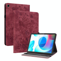 For Realme Pad 10.4 / Pad 5G 10.4 Butterfly Rose Embossed Leather Tablet Case(Red)