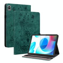 For Realme Pad Mini Butterfly Rose Embossed Leather Tablet Case(Green)