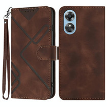 For OPPO A17 Line Pattern Skin Feel Leather Phone Case(Coffee)