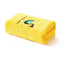 Coral Fleece Cartoon Embroidery Towel Kid Household Thickened Soft Absorbent Towel(Yellow)