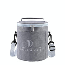 Round Lunch Bag Insulated Lunch Box Foldable & Portable Lunch Tote S(Light Gray)