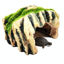GT46 Flocked Caple Box Turtle Hiding Nest Moss Cave Turtle Cave Sunbed