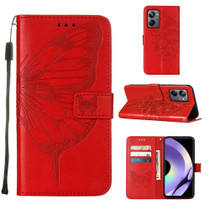 For Realme 10 Pro 5G Embossed Butterfly Leather Phone Case(Red)