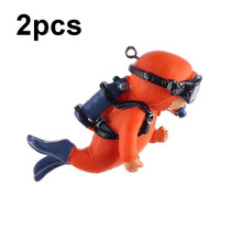 2pcs Fish Tank Diver Aquarium Ornaments Aquascape Decorations(Regular Orange)