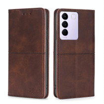 For vivo S16e / V27e Cow Texture Magnetic Horizontal Flip Leather Phone Case(Dark Brown)