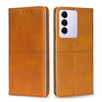 For vivo S16e / V27e Cow Texture Magnetic Horizontal Flip Leather Phone Case(Light Brown)