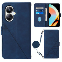 For Realme 10 Pro+ 5G Crossbody 3D Embossed Flip Leather Phone Case(Blue)