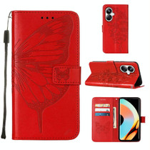 For Realme 10 Pro+ 5G Embossed Butterfly Leather Phone Case(Red)
