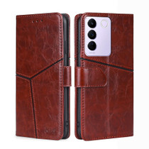 For vivo S16e Geometric Stitching Flip Leather Phone Case(Dark Brown)