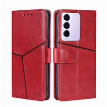 For vivo S16e Geometric Stitching Flip Leather Phone Case(Red)