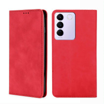 For vivo S16e / V27e Skin Feel Magnetic Horizontal Flip Leather Phone Case(Red)