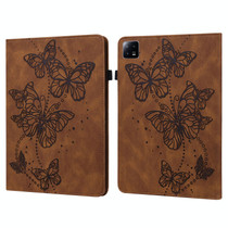 For Xiaomi Pad 6 Embossed Butterfly Pattern Leather Tablet Case(Brown)