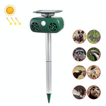 SK628 Solar Powered Animal Repeller 360 Degree Strobe Light Bird Repeller Ultrasonic Rat Repeller(Green)