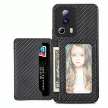 For Xiaomi 13 Lite Carbon Fiber Magnetic Card Bag Phone Case(Black)