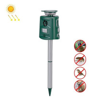 SK698 Solar Powered Animal Repeller 360 Degree Strobe Light Bird Repeller Ultrasonic Rat Repeller(Green)