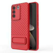 For vivo S16e Wavy Texture TPU Phone Case with Lens Film(Red)