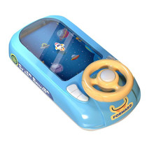 Children Steering Wheel Simulation Driving Toy Educational Electric Desktop Game Machine, Style: Battery Edition (Blue)