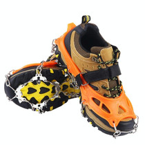 24 Teeth Outdoor Snow Anti-slip Ice Claws 201 Stainless Steel Anti-slip Shoe Cover, Size: L(Orange)