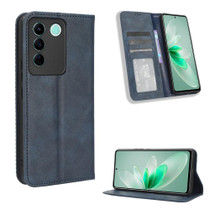 For vivo V27e / S16e Magnetic Buckle Retro Texture Leather Phone Case(Blue)