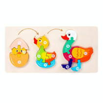 Wooden Animal Growth Process Evolution 3D Jigsaw Puzzle Toy Early Education Building Blocks(Duck)
