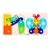 Wooden Animal Growth Process Evolution 3D Jigsaw Puzzle Toy Early Education Building Blocks(Butterfly)