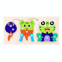 Wooden Animal Growth Process Evolution 3D Jigsaw Puzzle Toy Early Education Building Blocks(Frog)