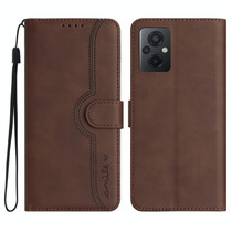 For Xiaomi Poco M5 Heart Pattern Skin Feel Leather Phone Case(Brown)
