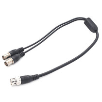 SZ015 BNC Male To 2xFemal Communication Cables VCR Coaxial Video Cable, Cable Length:0.42m(Black)