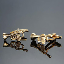 2 pairs Brass Music Series Instrument Note Cufflinks, Color: Gold Trumpet