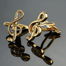 2 pairs Brass Music Series Instrument Note Cufflinks, Color: Gold Treble Symbol