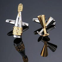 2 pairs Men Brass Plated Shirt Cufflinks, Color: Gold Silver Wine Glass