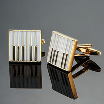 2 pairs Brass Music Series Instrument Note Cufflinks, Color: Gold Piano Keyboard