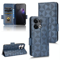 For OPPO Reno8 Pro+ Symmetrical Triangle Leather Phone Case(Blue)