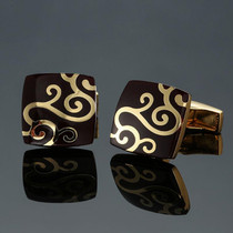 2 pairs Men Clover Rose Pattern Cufflinks, Color: Gold Cloud Pattern