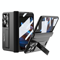 For OPPO Find N2 Integrated Metal Hinge All-inclusive Phone Case with Holder(Black)