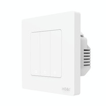 Tuya ZigBee Smart Single-fire Zero-fire Sharing Timing Voice Wall Switch EU Plug, Style: 3  Ways (White)