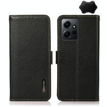 For Xiaomi Redmi Note 12 4G Global KHAZNEH Side-Magnetic Litchi Genuine Leather RFID Phone Case(Black)