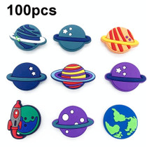 100pcs Cave Shoes DIY Accessories Removable Cartoon Planet Class Shoe Buckle(Color Random Delivery)