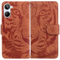 For Realme 10 4G Tiger Embossing Pattern Leather Phone Case(Brown)