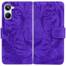 For Realme 10 4G Tiger Embossing Pattern Leather Phone Case(Purple)