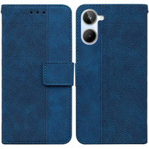 For Realme 10 4G Geometric Embossed Leather Phone Case(Blue)