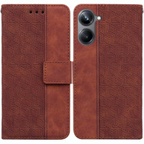 For Realme 10 Pro 5G Geometric Embossed Leather Phone Case(Brown)