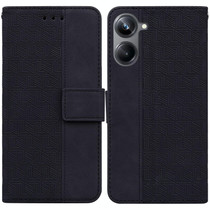 For Realme 10 Pro 5G Geometric Embossed Leather Phone Case(Black)