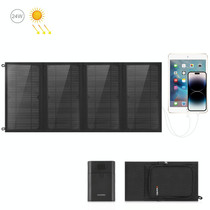 HAWEEL 24W 4 Panels Foldable Solar Panel Charger Bag with 5V / 3.1A Max Dual USB Ports, Support QC3.0 and AFC