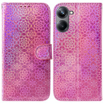 For Realme 10 Pro 5G Colorful Magnetic Buckle Leather Phone Case(Pink)