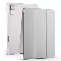 For Xiaomi Redmi Pad 10.61 3-folding Transparent TPU Smart Leather Tablet Case with Pen slot(Grey)