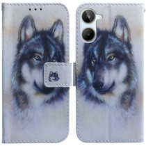 For Realme 10 4G Coloured Drawing Flip Leather Phone Case(White Wolf)