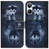 For Realme 10 4G Coloured Drawing Flip Leather Phone Case(Wolf and Dog)