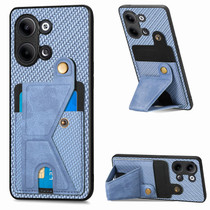 For OPPO Reno9 Carbon Fiber Wallet Flip Card Holder Phone Case(Blue)